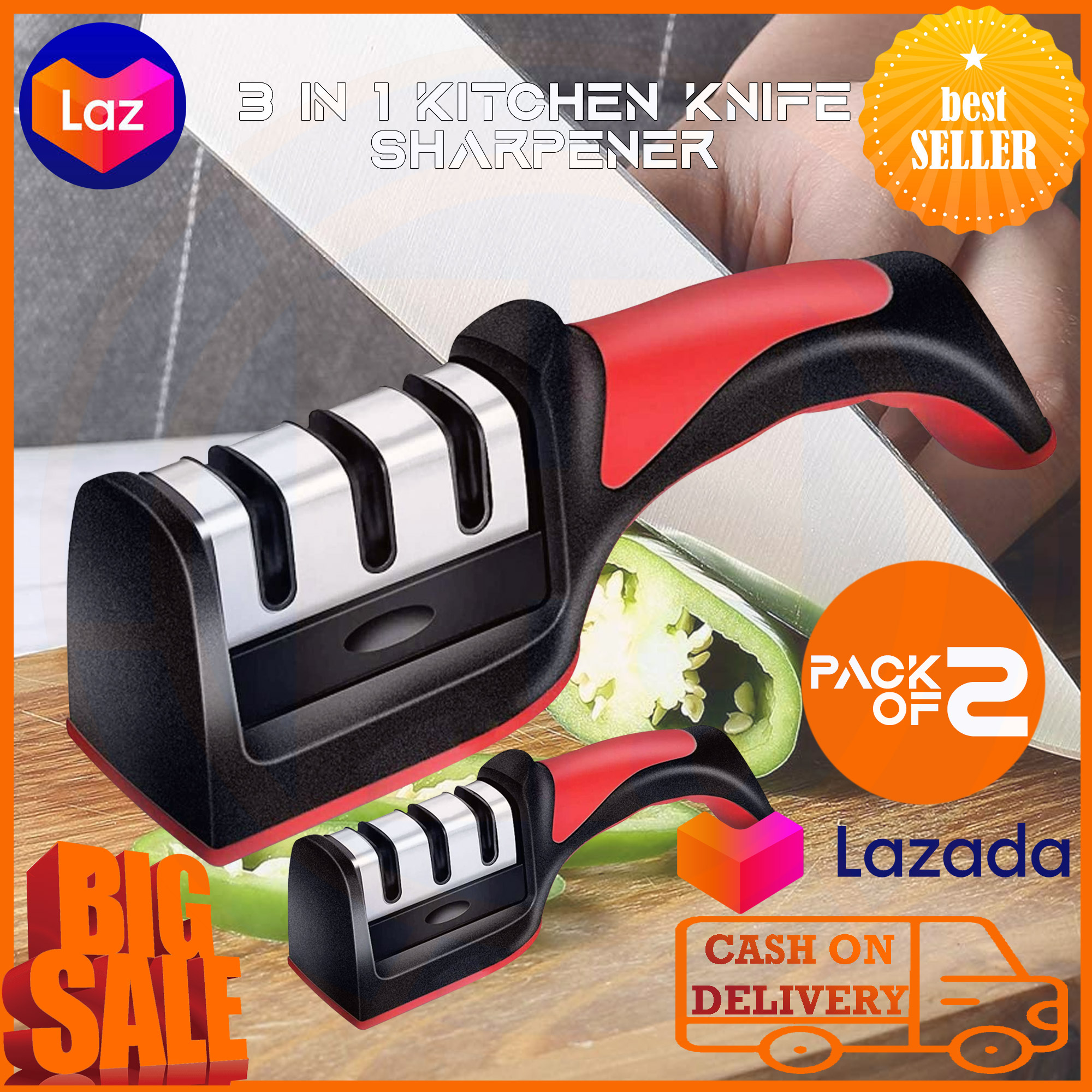 Knife Sharpener,3in1 Quickly Restore and Polish Blades, Safe and easy to  use : : Home