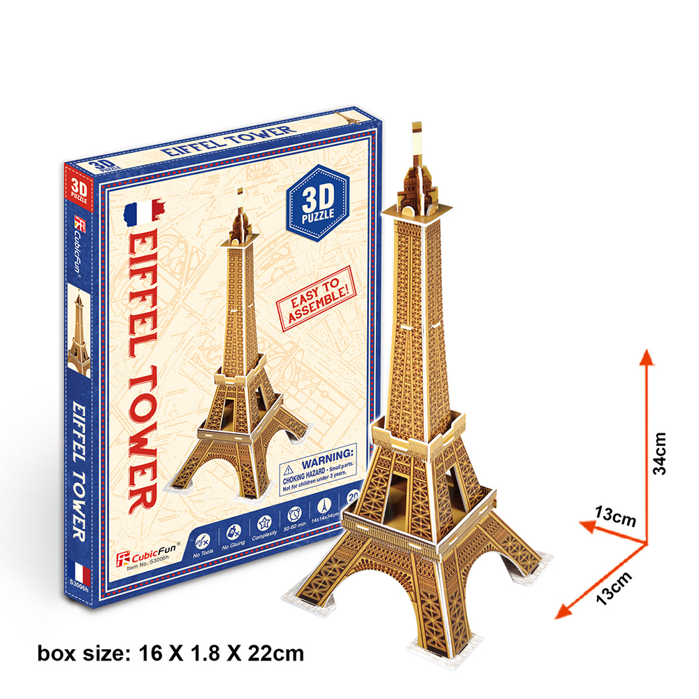 Big Ben/Tower Bridge/State of Liberty/Eiffel/Tour penchée 3D scies sauteuses Puzzle 