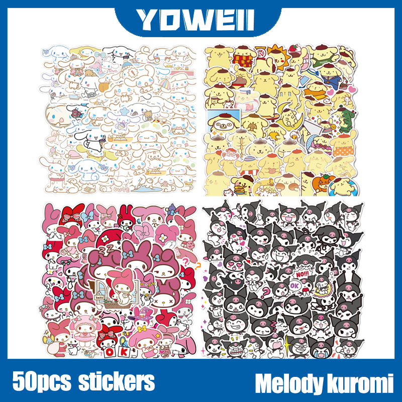 50pcs Creative Cute Kawaii Kuromi My Melody Stickers Keroppi
