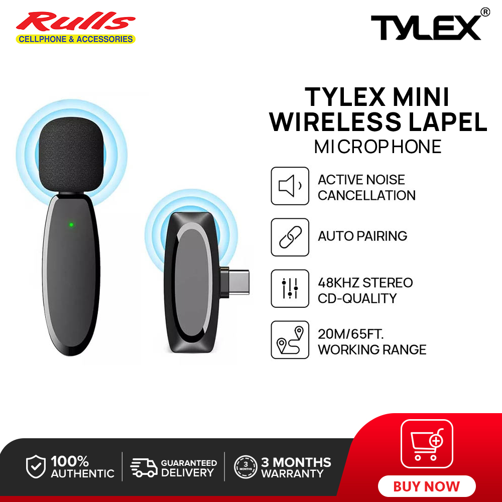TYLEX Mini Wireless Lapel Microphone for video recording and livestream