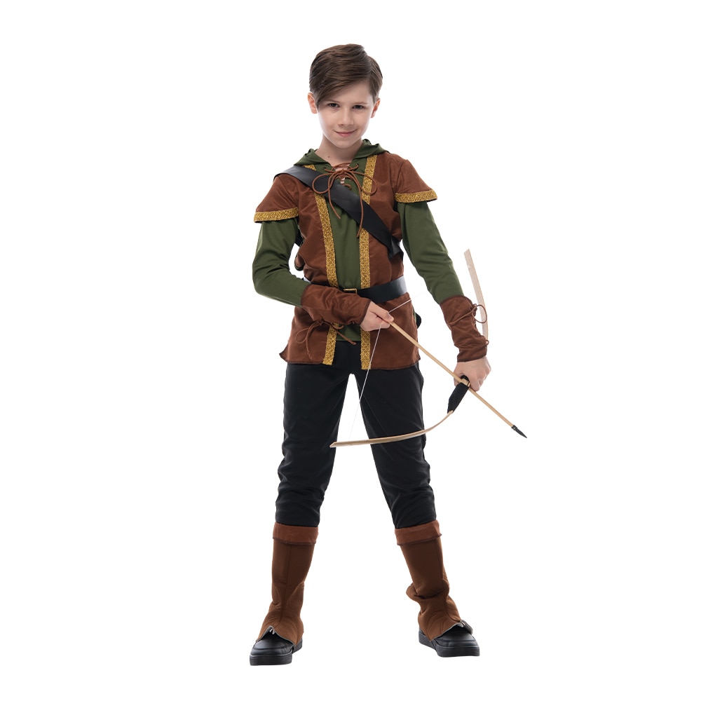 Chàng trai Archer Robin Hood Cosplay Trang Phục Halloween Trẻ Em Thợ Săn