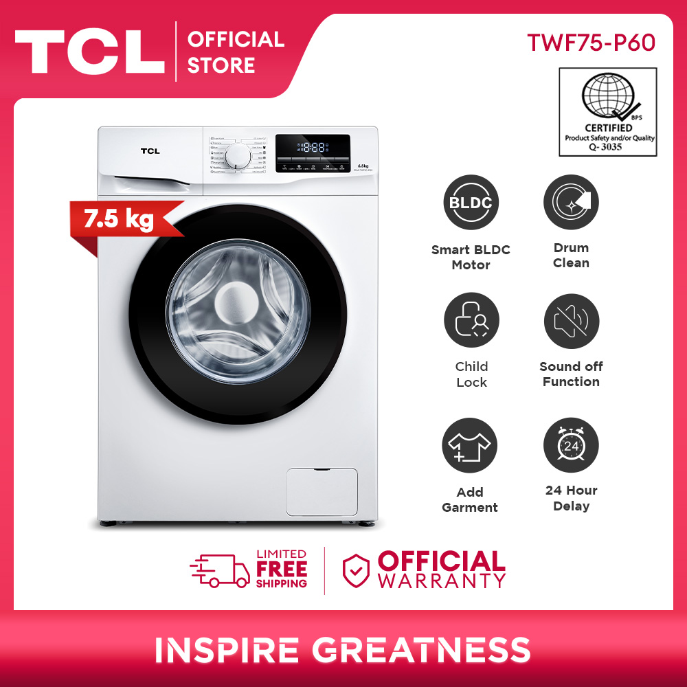 TCL 7.5KG Front Load Inverter Washing Machine - TWF75-P60 (HydroActive ...