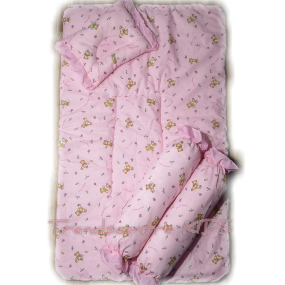 TRENDSCENTRE KIDS 4IN1 CRIB SET Cute Bear Print Boys Girls Unisex