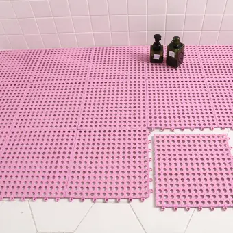 Drain Holes Non Slip Toilet Shower Rug Mat Splice Bath Mat 30x30cm