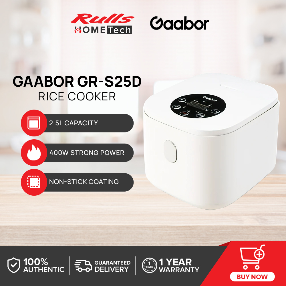 Gaabor GRS25D Rice Cooker 2.5L Capacity 400W Strong Power Nonstick Coating One Button