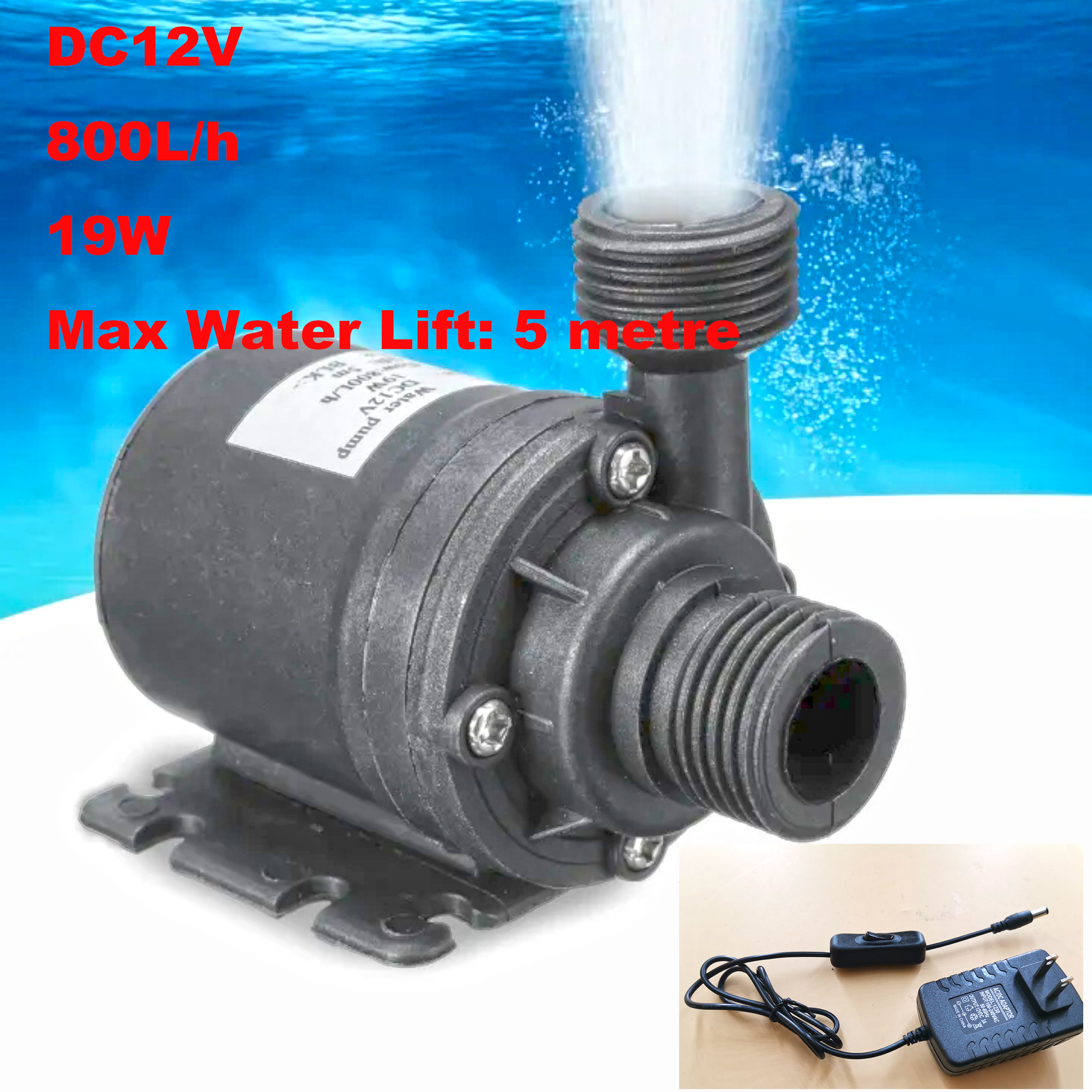 Pond Pump Eacam 12V Ultra Quiet Mini DC Lift 5M 800L/H Brushless For Aquarium Fish Tank, Pond, Fountain, Hydroponics Price In UAE | Amazon UAE Submersible Water Pump - Foto 2