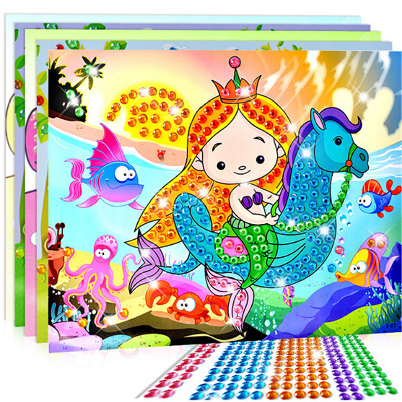 ❤️HJ 5D Diamond Embroidery Kids Painting Kit Mosaic Learning Educational Puzzles Cartoon DIY Gift