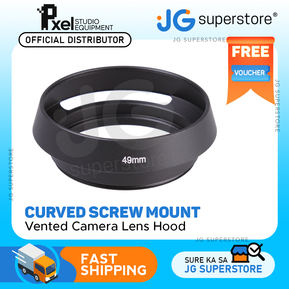 Pxel 49mm Metal Vented Lens Hood Screw Mount Curved for Camera Lens