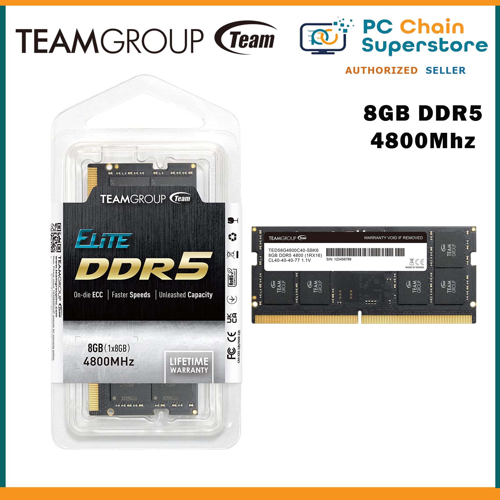 Team Group Elite 8GB / 16GB DDR5 4800Mhz CL40 Non-ECC RAM Memory