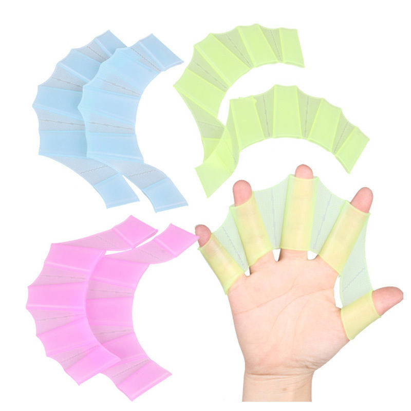 1 Pair Swimming Flippers Hand Swim Trainning Finger Gloves Fins Finger ...