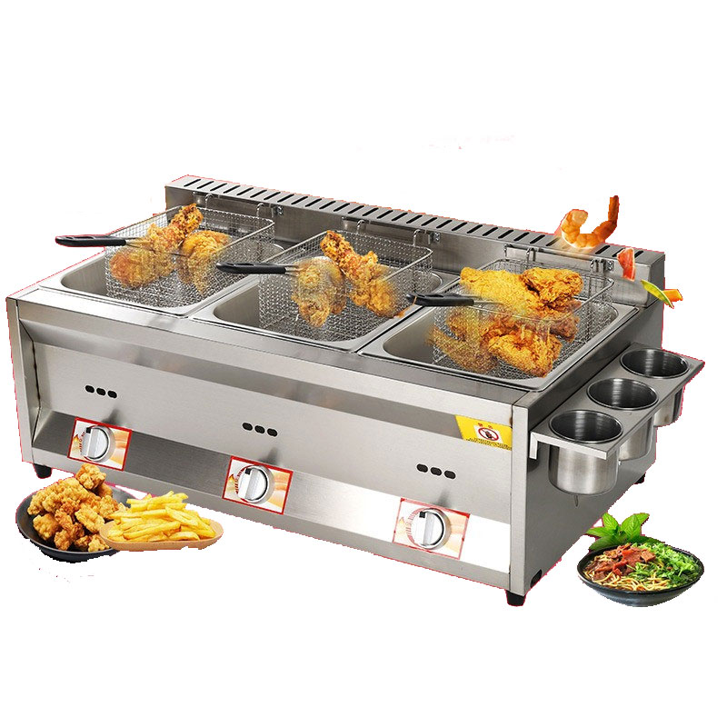 JINDIN 40 Type Burger Griddle and Deep Fryer 16L Heavy Duty Burger