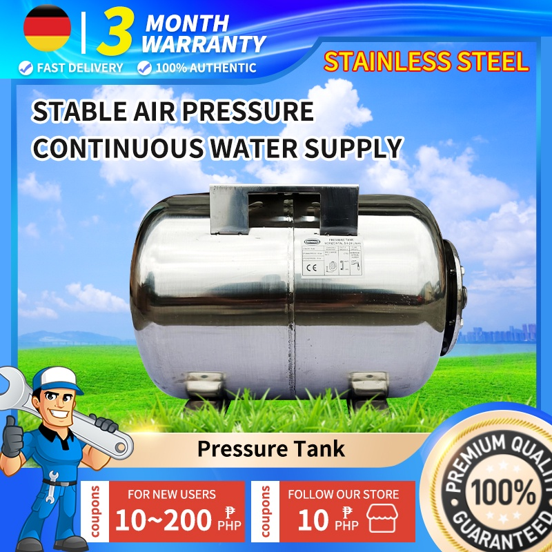 Horizontal Bladder Tank Stainless Steel Type 24HS 50HS Pressure Tank Diaphragm Fully Thread Size
