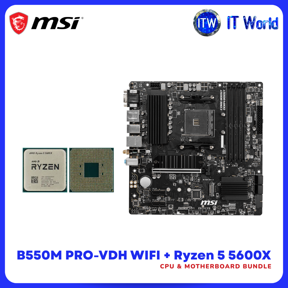 AMD Ryzen 5 5600X Processor with MSI B550M PRO-VDH WIFI