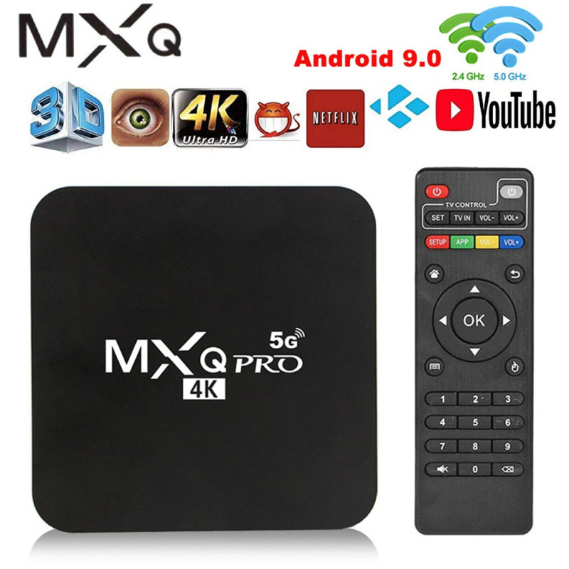 MXQ Pro 4K 2.4G/5GHZ Wifi Android 9.0 Quad Core Smart TV Box Phương Tiện Truyền Thông Máy Nghe Nhạc 1G + 8G Topmayshop