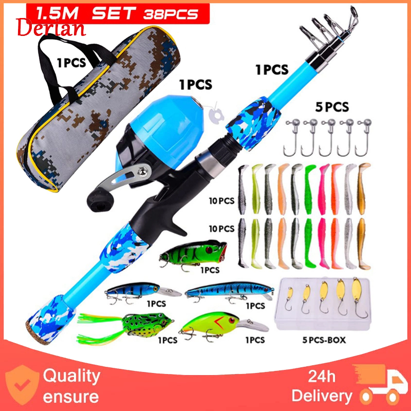 Kids Fishing Pole Kit Set，Portable Telescopic Fishing Rod and 1.5