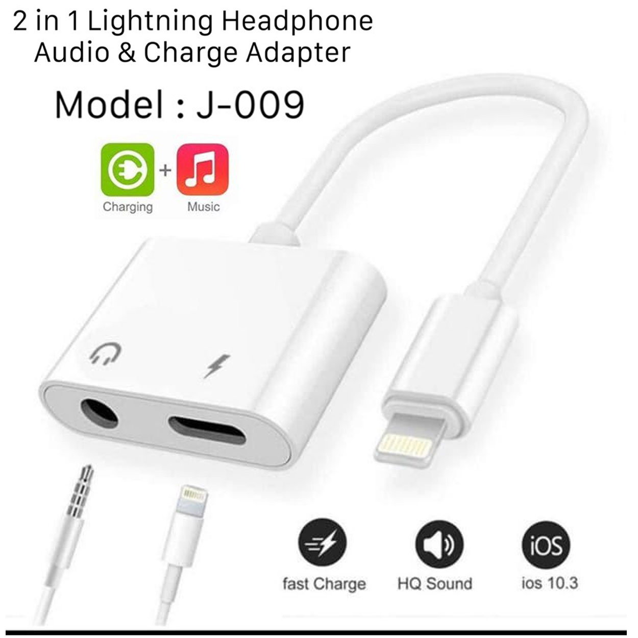 Adapter J009 2in1 Lightning + Jack 3.5mm 2in1 for iPhone 13 12 11 X