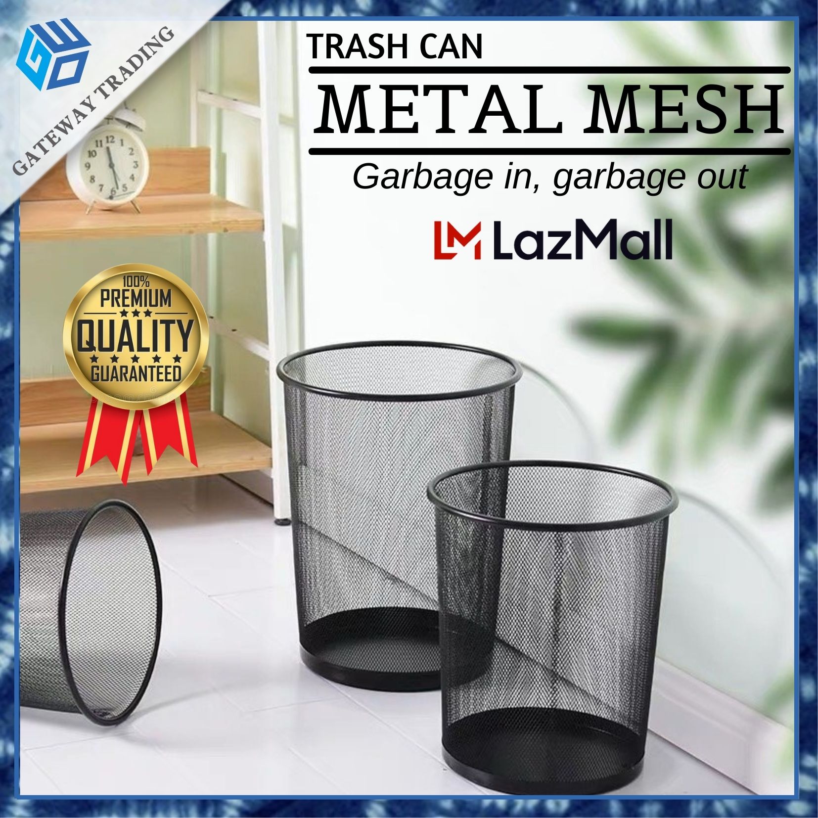 Gateway Trading Metal Mesh Trash Can Mesh Wastebasket Trash Can Open