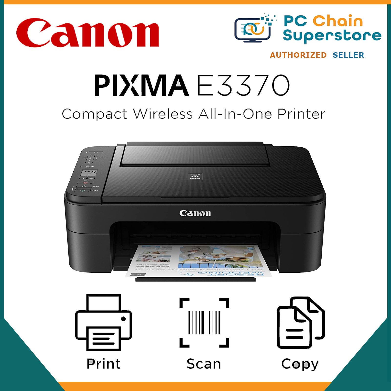 Canon Pixma E3370 Compact Wireless All In One Cartridge Printer W Lcd Wifi Print Scan 6034