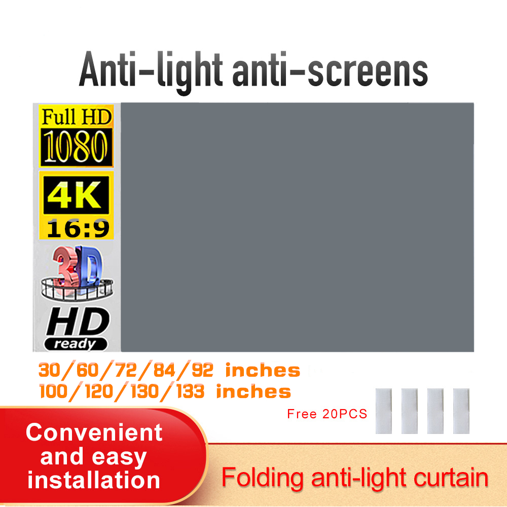 Portable Foldable Projector Screen, Ultra HD Ambient Light Rejecting