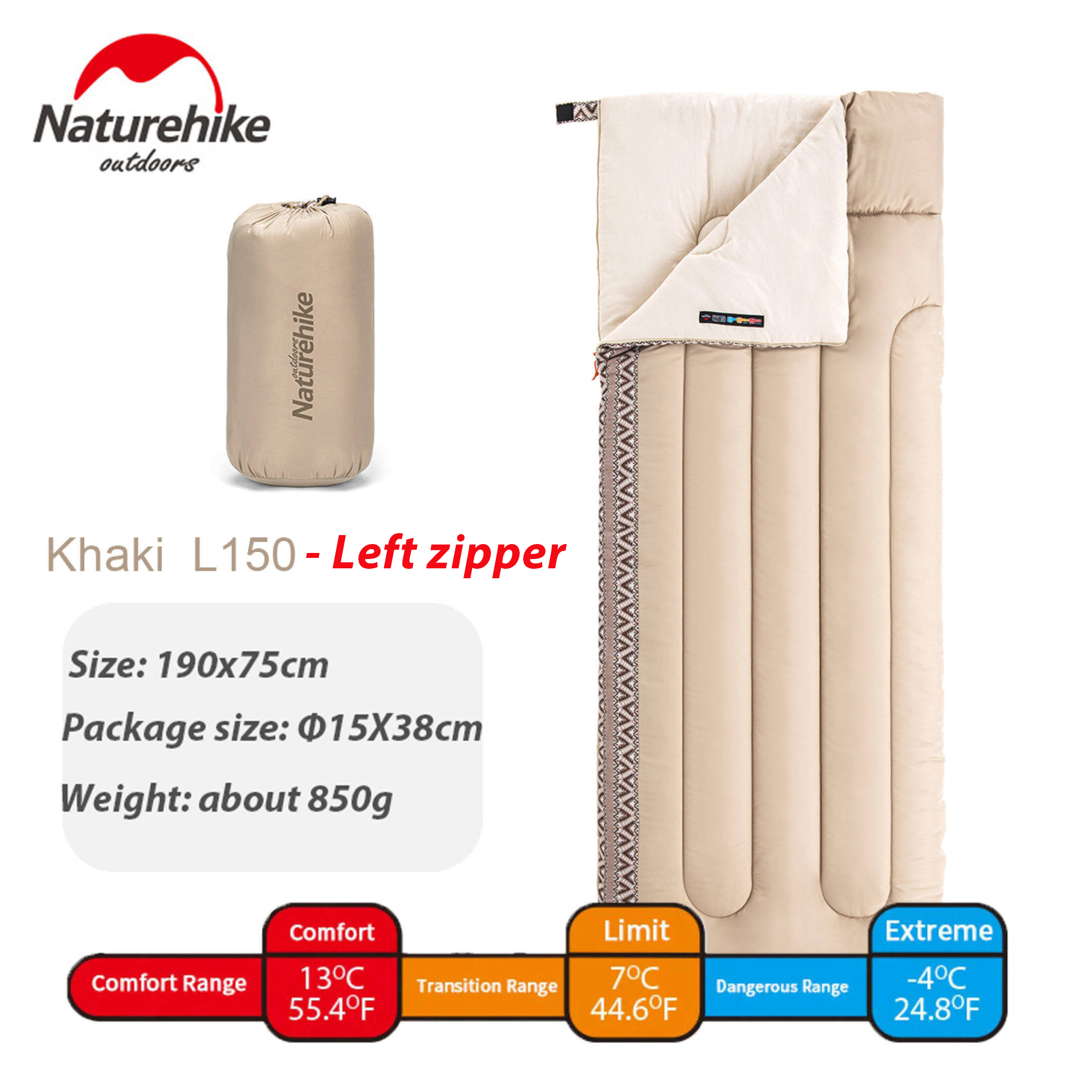 Naturehike L150 Lightweight Compact Cotton Single Hiking Sleeping Bag