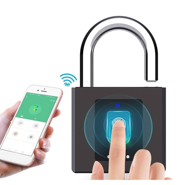 Door Lock Smart Fingerprint Lock Support Bluetooth APP Control IP65 Waterproof Padlock for Factory Iron Door Safety Lock