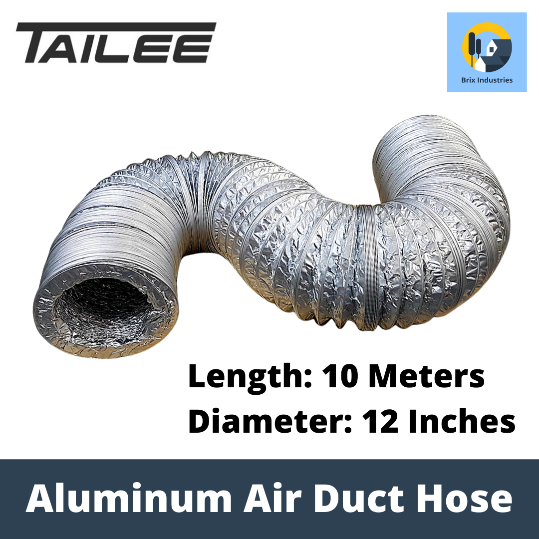 Tailee Aluminum Air Duct Hose 12 inch x 10 meters length Fully Flexible
