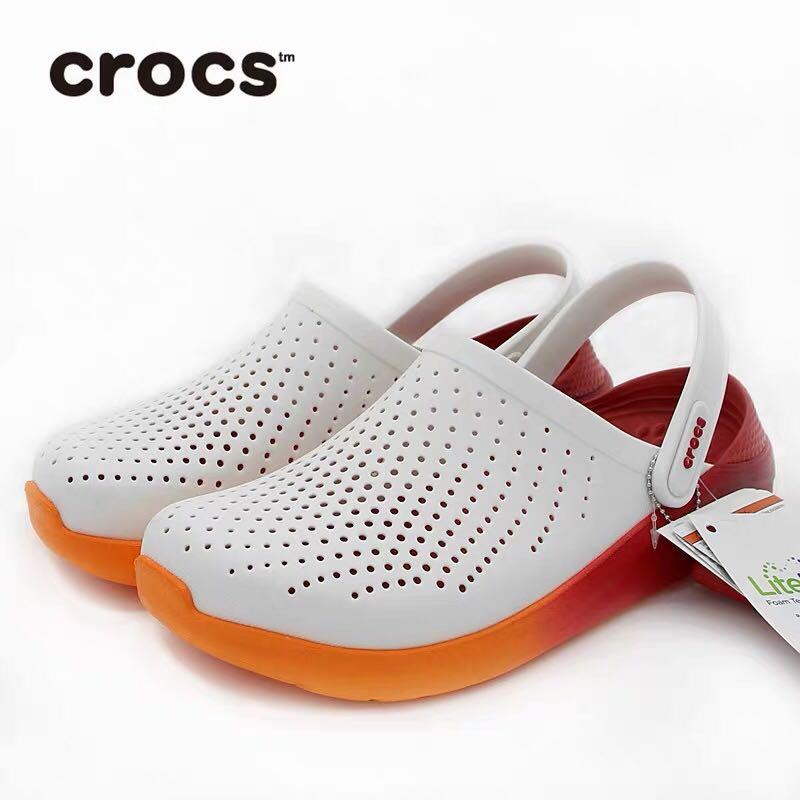 crocs literide white orange
