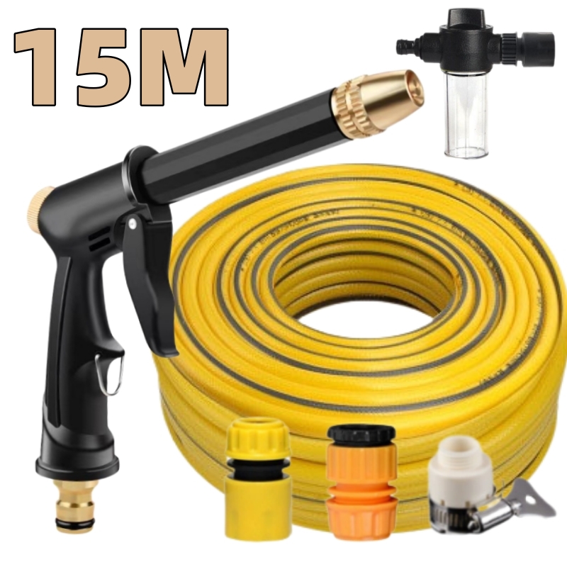 High pressure water spray car wash, powerful water gun, garden hose