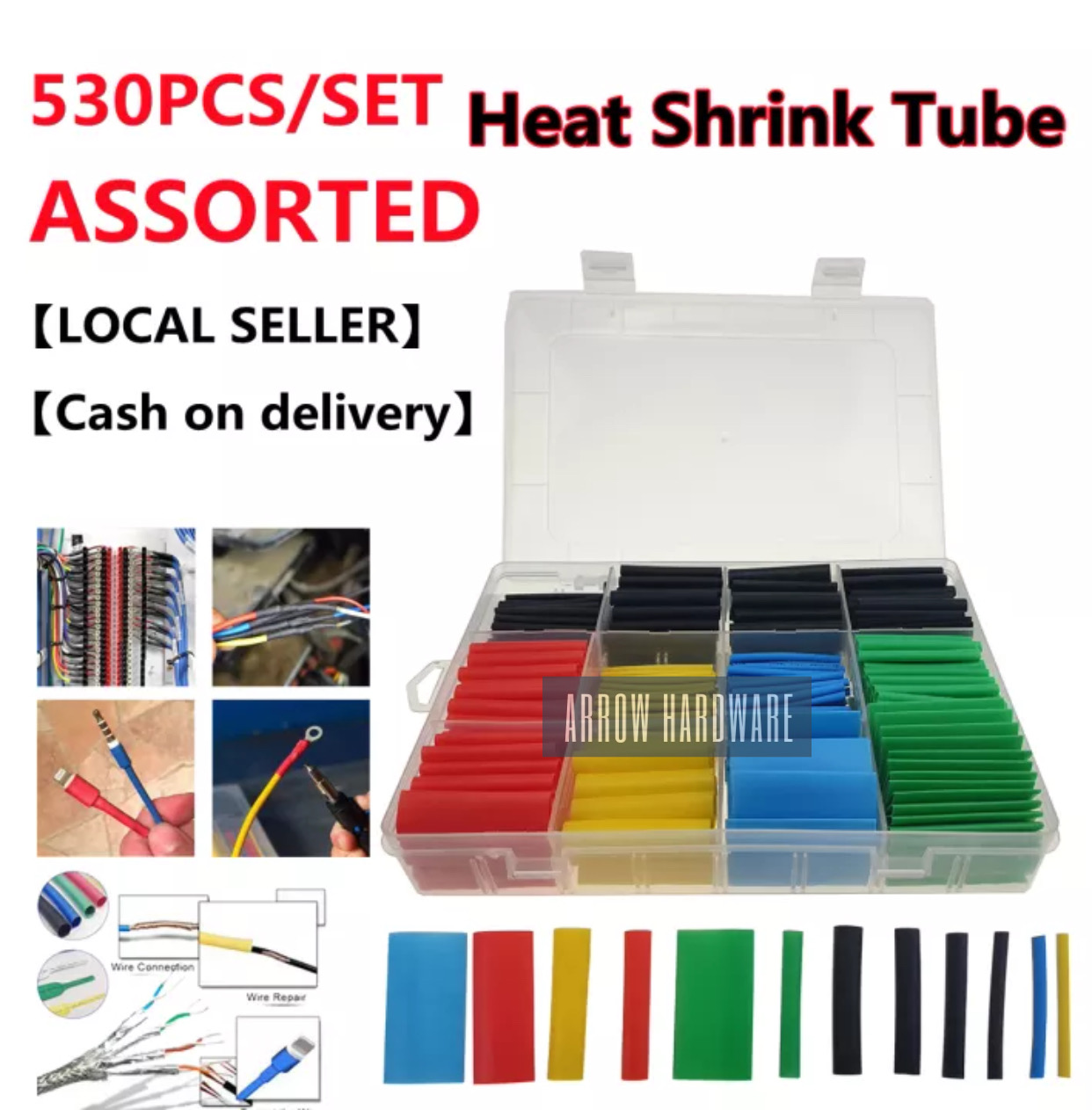 Arrow 530pcs/328pcs 164pcs Heat Shrink Tubing Insulation Shrinkable Tubes Assortment Electronic