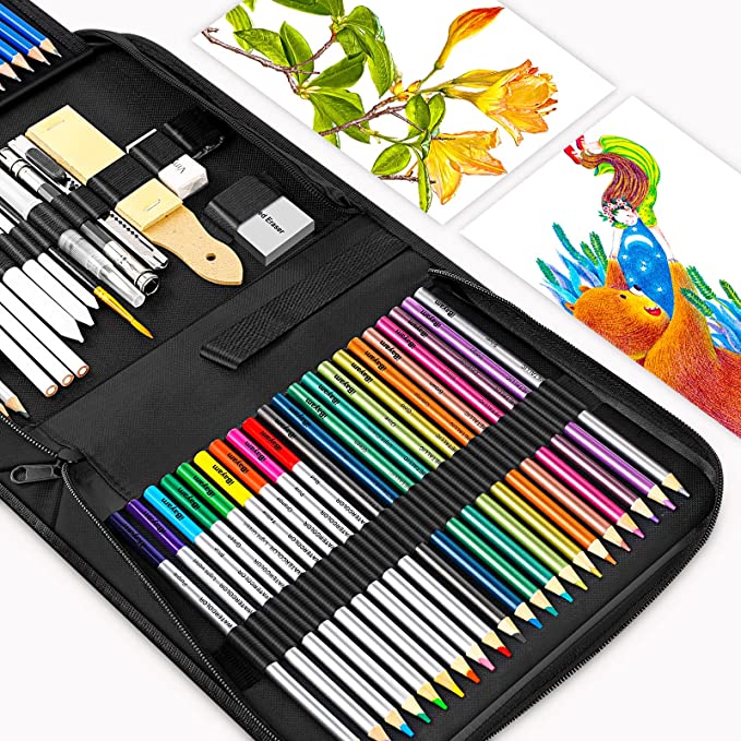 iBayam 78-Pack Drawing Set Sketching Kit, Pro Art Supplies with 75 Sheets  3-Color Sketch Pad, Coloring Book, Colored, Graphite, Charcoal, Watercolor,  Metallic Pencils for Artists Adults Kids Beginners