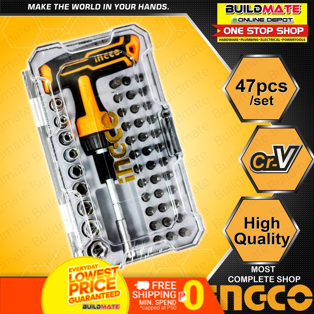 INGCO 47PCS/SET THandle Wrench Screwdriver Set HKSDB0478 •BUILDMATE