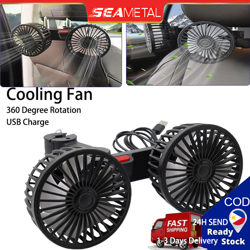 SEAMETAL Car Electric Fan 12V 24V Double Headed Auxilliary Fan for