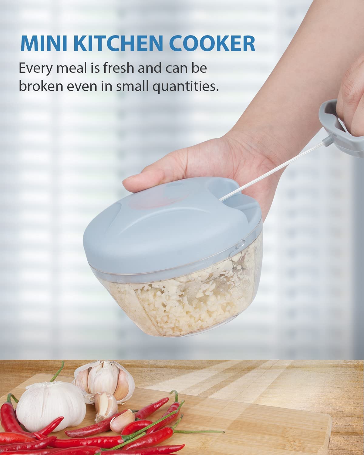 New SPEEDY CHOPPER HandPowered Portable Food Processor, Manual Vegetable Slicer And Dicer, Pull