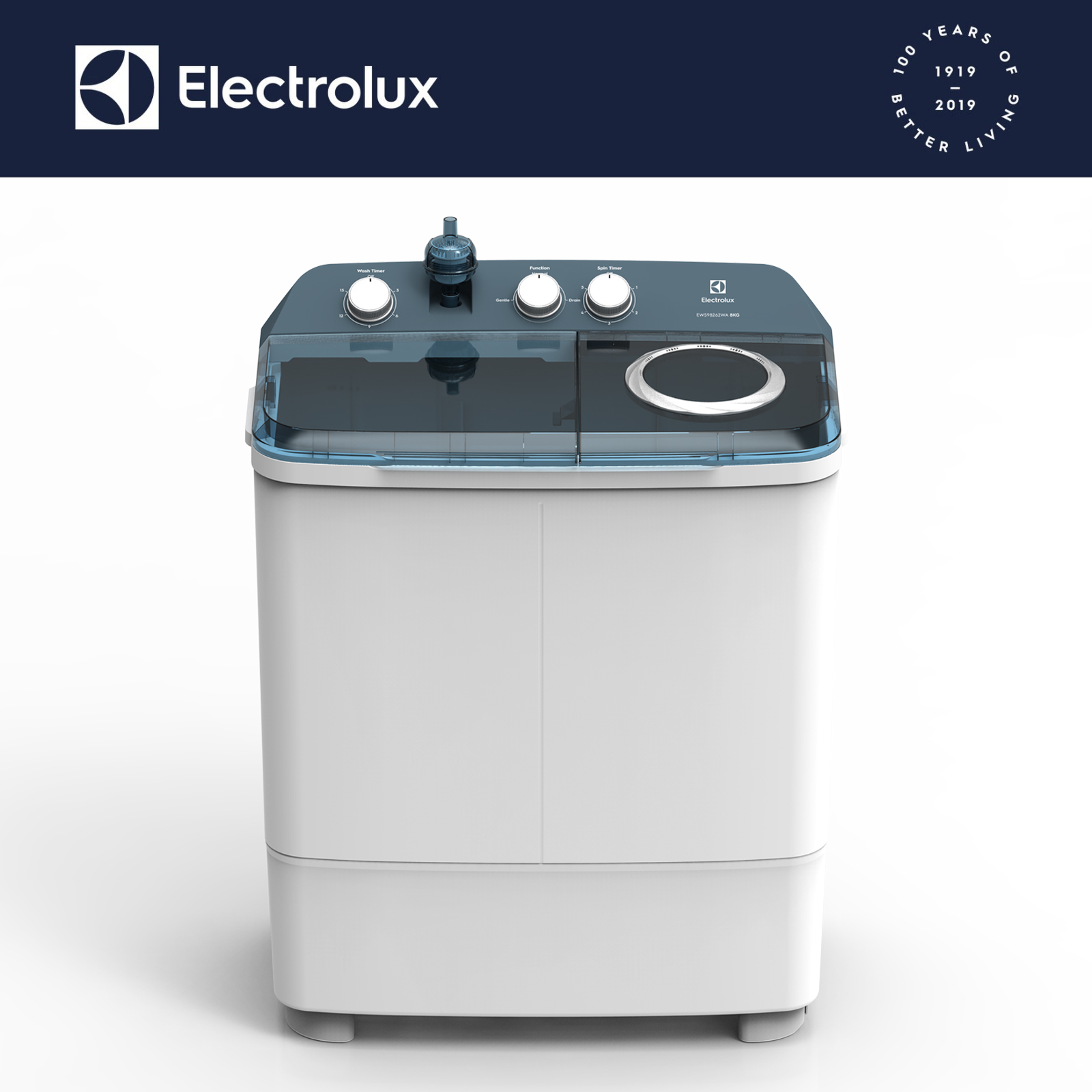 Electrolux EWS98262WA 8kg Washer / 5.6kg Dryer Twin Tub Washing Machine