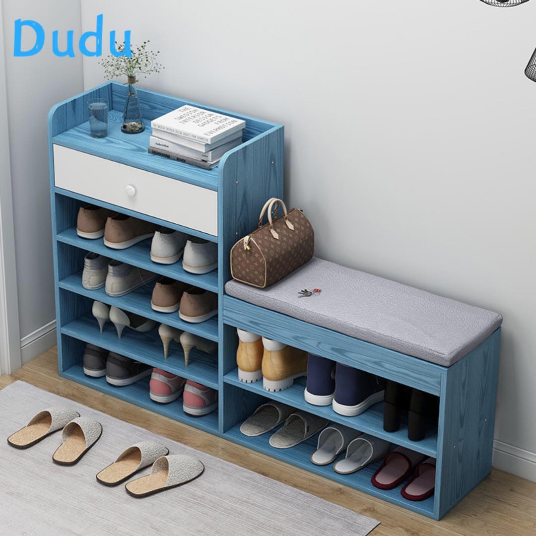 DUDU 4 in 1 Wooden Shoe Storage Shelf Rack Organizer With Seat With
