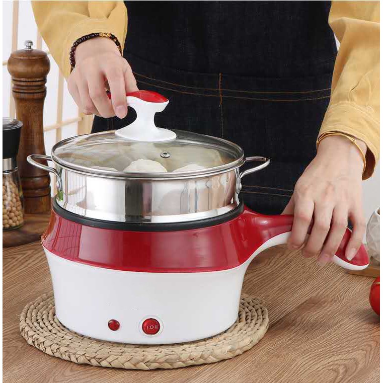 Non-Stick Electric Steamer Rice Cooker Frying Pan Cooking Pot 1.5L ...