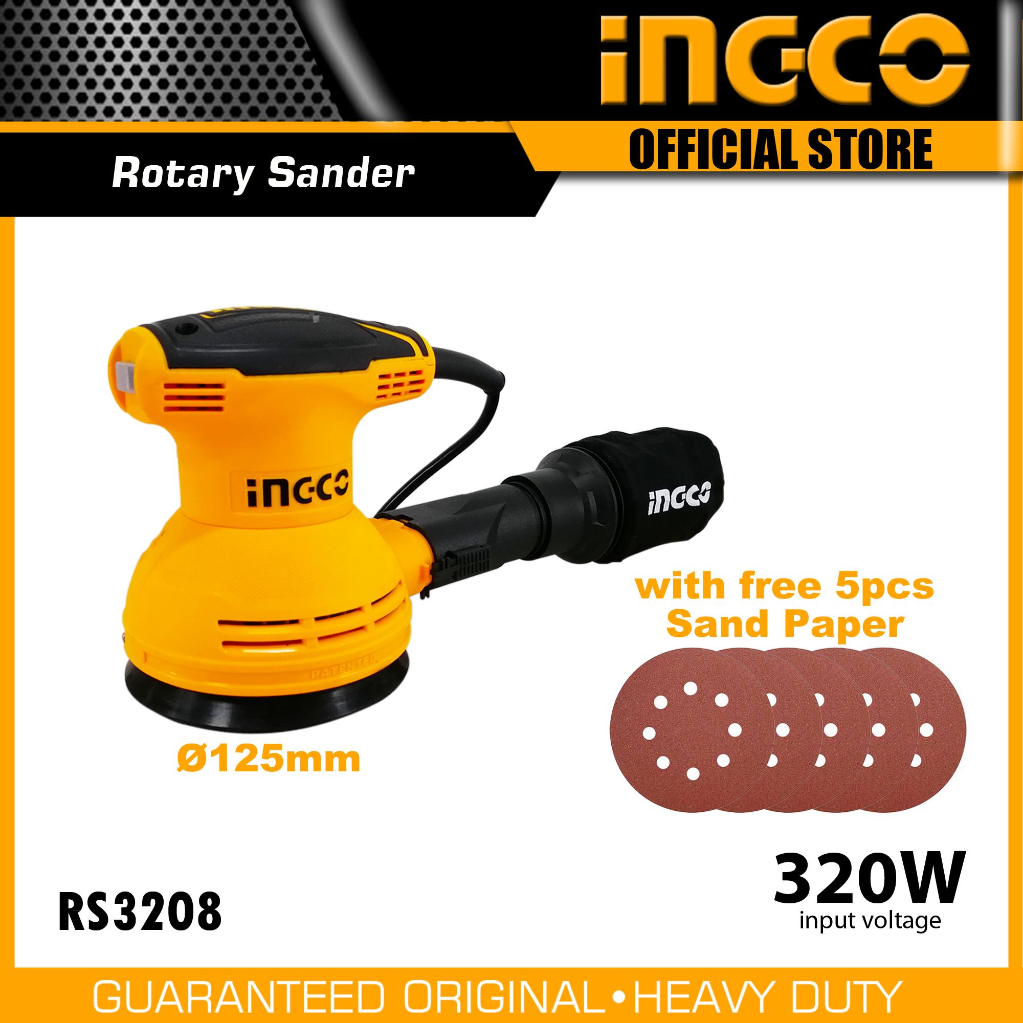 INGCO RS3208 Industrial Electric Random Orbital Rotary Sander 125mm