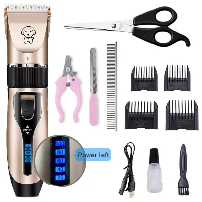 （11 Piece Set）Animal Pet Cat Dog Hair Trimmer Electric Clipper Professional Grooming Kit Rechargeable Pet Hair Fur Remover Cutter Shaver Grooming Haircut Machine Cordless Haircut Hair Cutting Machine Ceramic Shaver Razor
