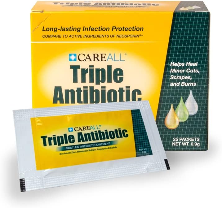 CareALL® Triple Antibiotic Ointment 0.9gr (25 Pack) Foil Packet, First