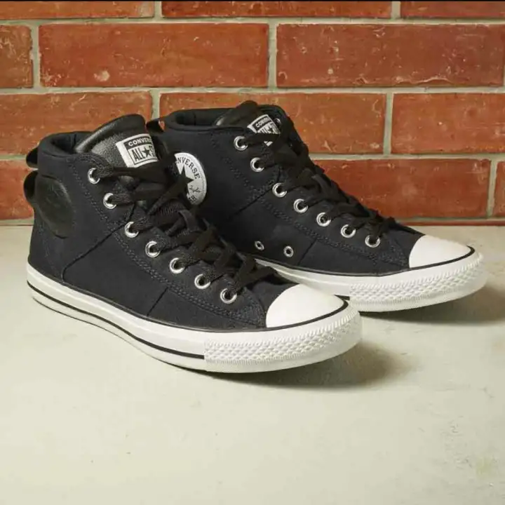 converse leather shoes black