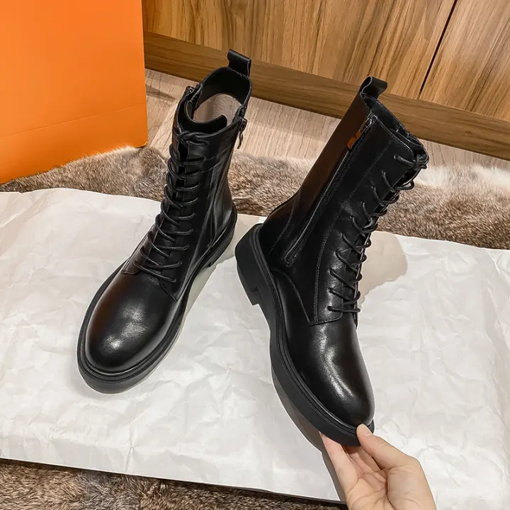 womens black tie boots