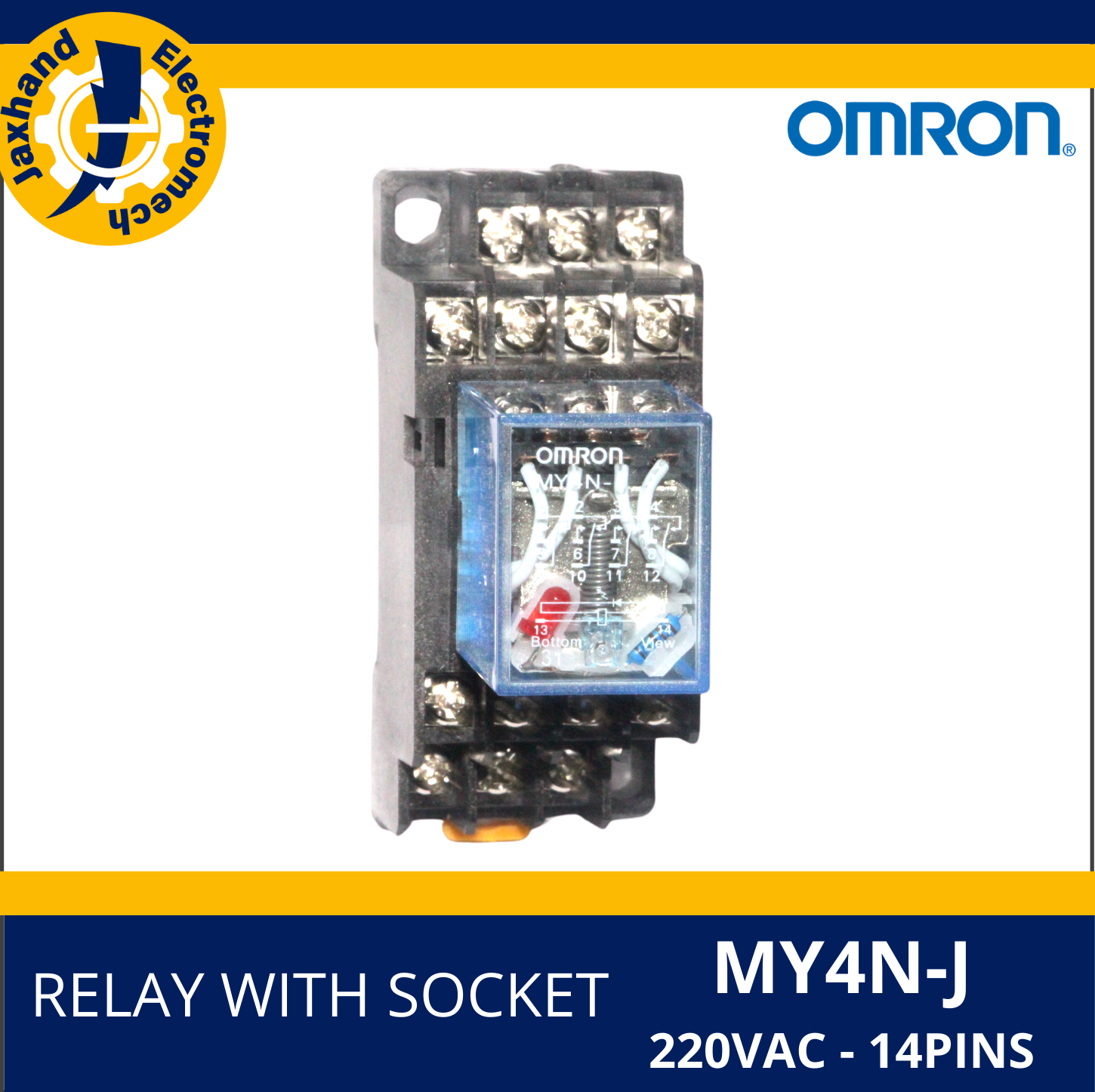 Omron MY4N-J 5A Cube Relay with Socket Base PYF14A Lot of 2 24V A/C Coil 