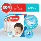 Huggies Dry Large - 68 pcs x 3 packs - Tape Diapers