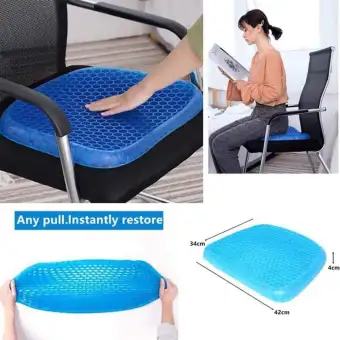 Gel Seat Cushion Comfort Blue Honeycomb Egg Crate Design Gel Pad Provides Excellent Support For Lower Back Spine Hips Promotes Venting Good Sitting Posture For Office Chair Car Sitter Wheelchair