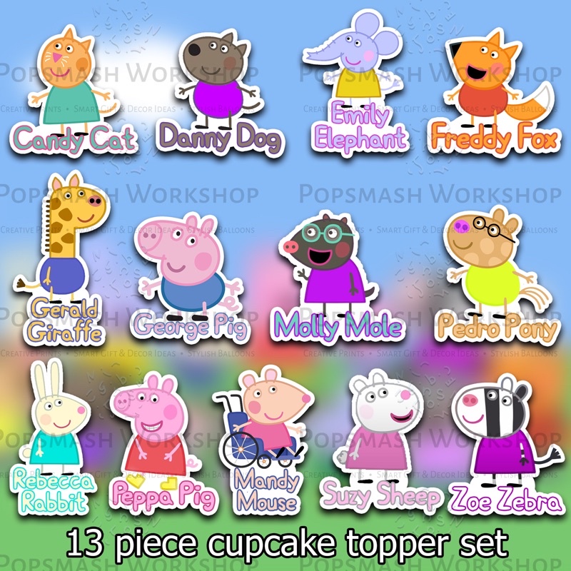 Peppa Pig Cake Topper Cupcake Topper Cake Decor Party Decorations