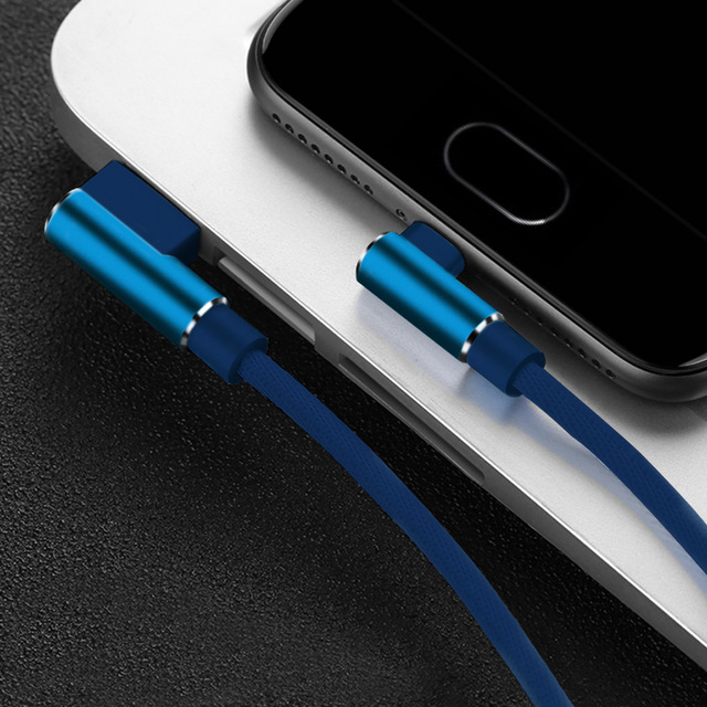3m/2m 90 degree fast charger usb cord 3.0a android micro usb /type -c / ios chaging cable elbow nylon braided data cable for samsung/sony/xiaomi for gaming