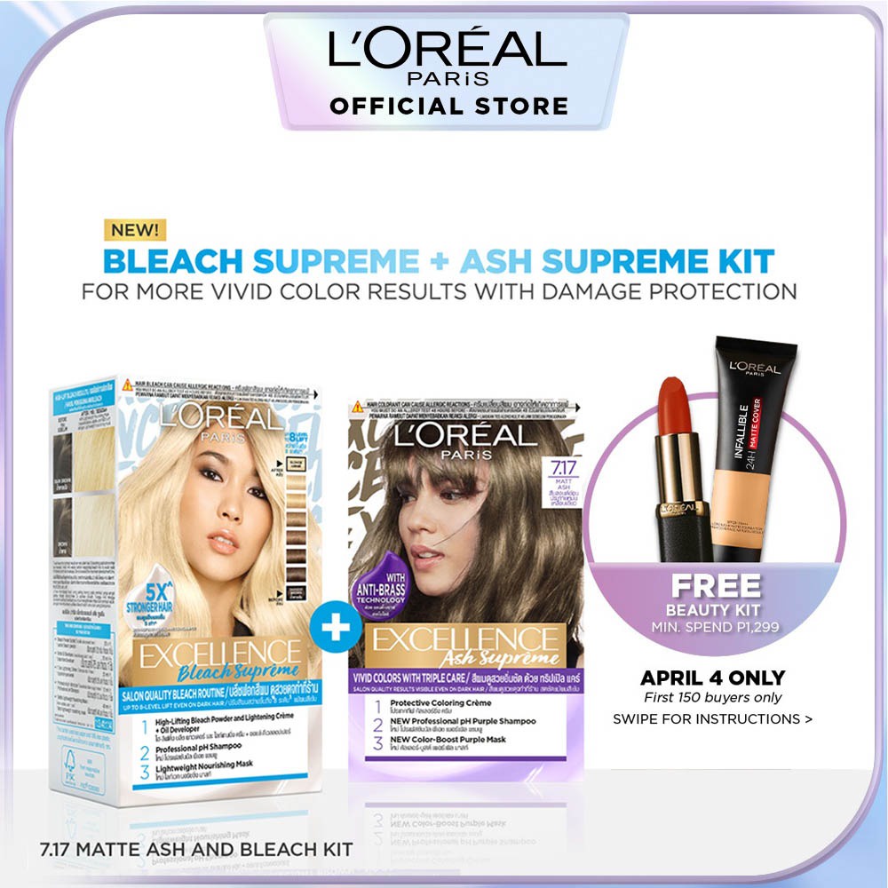 ♕L'Oreal Paris Bleach Supreme and Ash Supreme 7.17 Matt Ash Ultimate