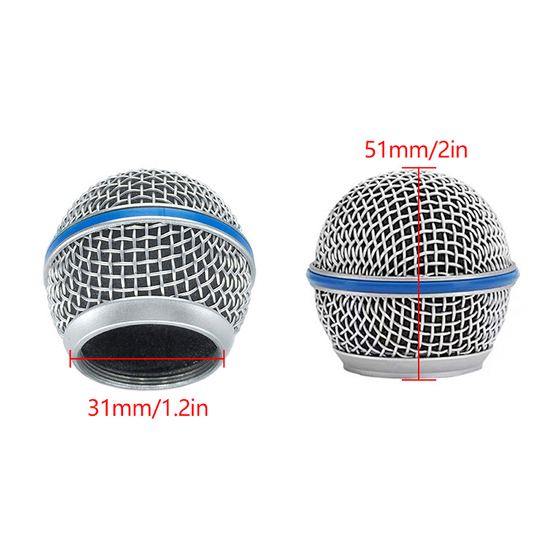 Lofty White Microphone Replacement Head Steel SM58 Mesh Handheld Microphone Grill Mesh Head