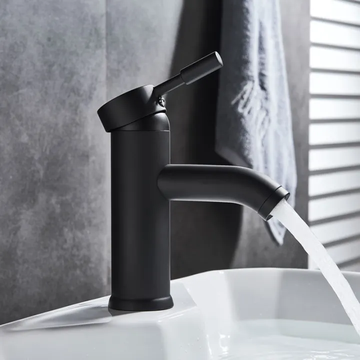 Modern Stainless Steel Paint Faucet Bathroom Basin Faucet Blacked