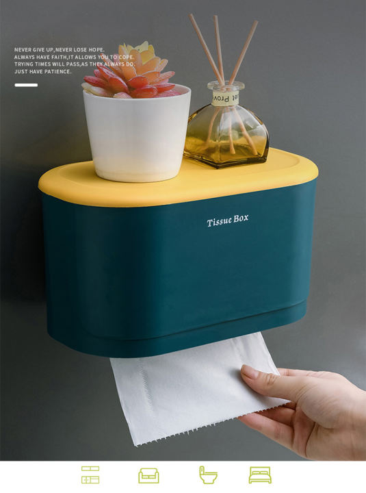 TSZONE Waterproof Non Perforated Toilet Tissue Box Toilet Towel Rack